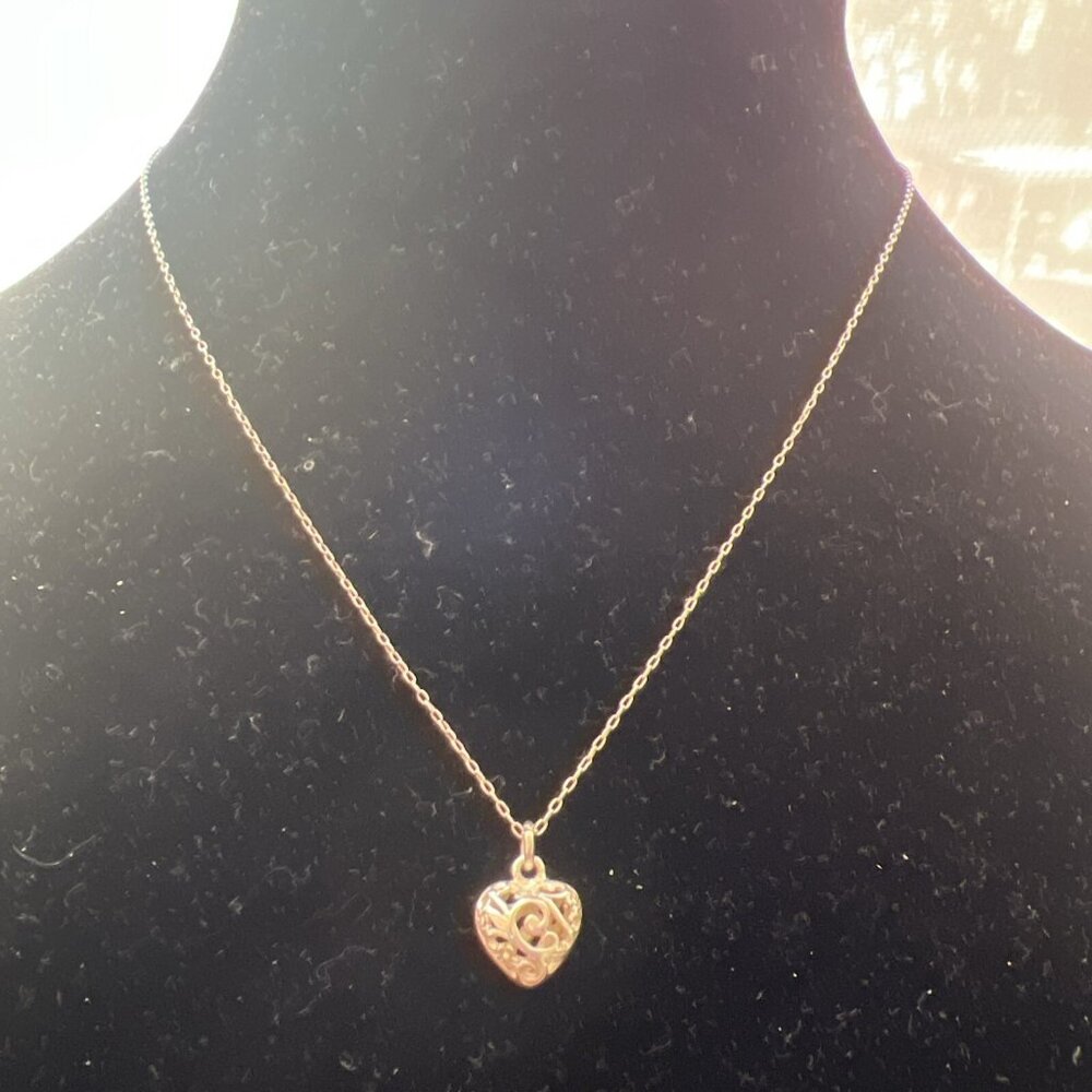 THAILAND‎ 925 STERLING SILVER Floral HEART NECKLACE 18" LOVE WEDDING